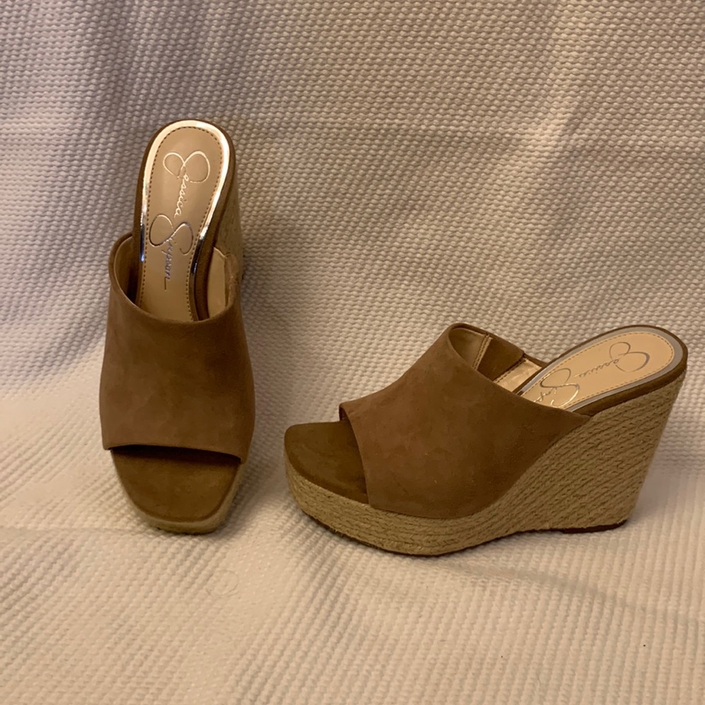 Jessica Simpson tan suede wedges 6